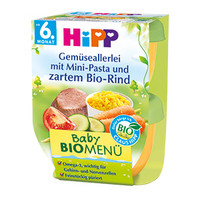 Овощи с макаронами и говядиной Hipp для детского питания с 6 месяцев